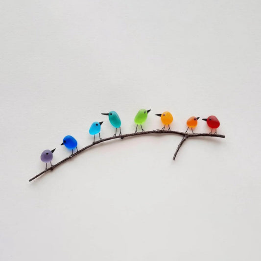 Sea Glass Rainbow Birds - A Truly Unique Handmade Artwork