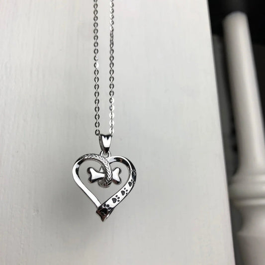 Bone Heart Paw Necklace