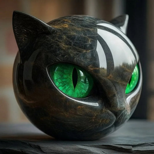 Luxury Black Cat Sculpture - Elegant Home Decor and Gift-Ready Art Piece