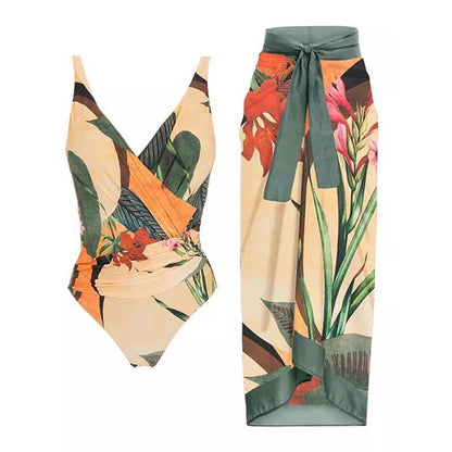 Resort Print One Piece Bikini - F381