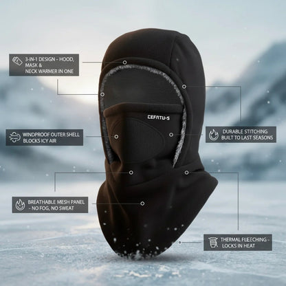 Thermal Fleece Balaclava – Windproof 3-in-1 Winter Hat, Mask & Neck Warmer