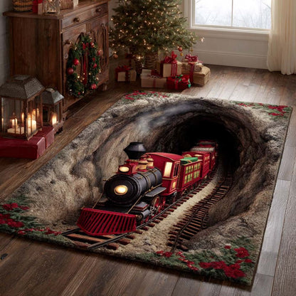 The Christmas Portal - 3D Illusion Area Rug - Holiday Tunnel Ride