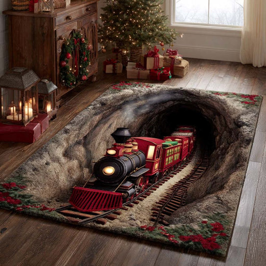 The Christmas Portal - 3D Illusion Area Rug - Holiday Tunnel Ride