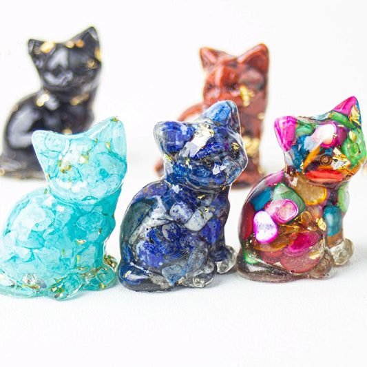 Handmade Natural Crystal Gemstone Sitting Cat