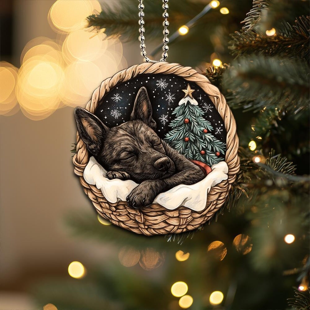 Dutch Shepherd In Mini Basket Ornament - MB002
