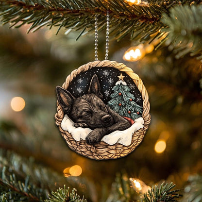 Dutch Shepherd In Mini Basket Ornament - MB002