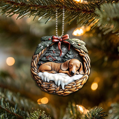 Dachshund In Mini Basket Ornament - MB020