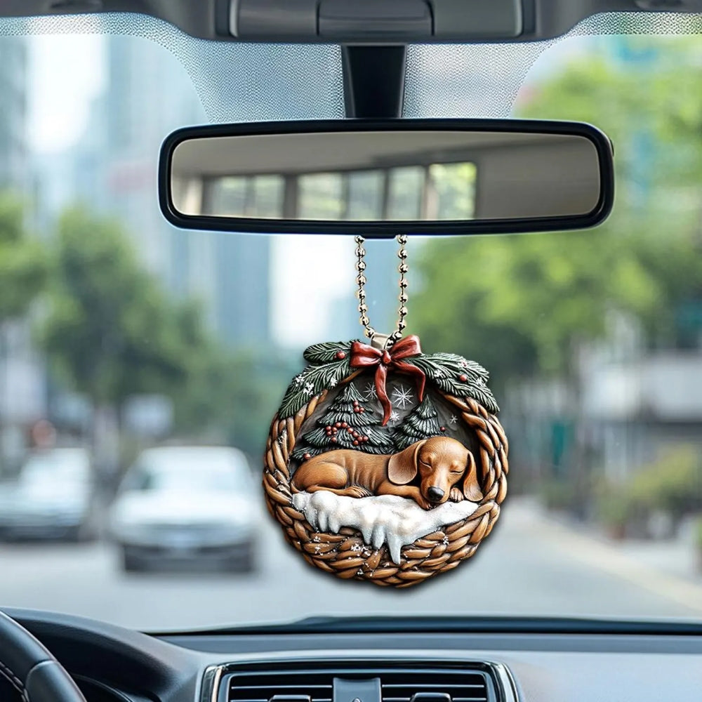 Dachshund In Mini Basket Ornament - MB020