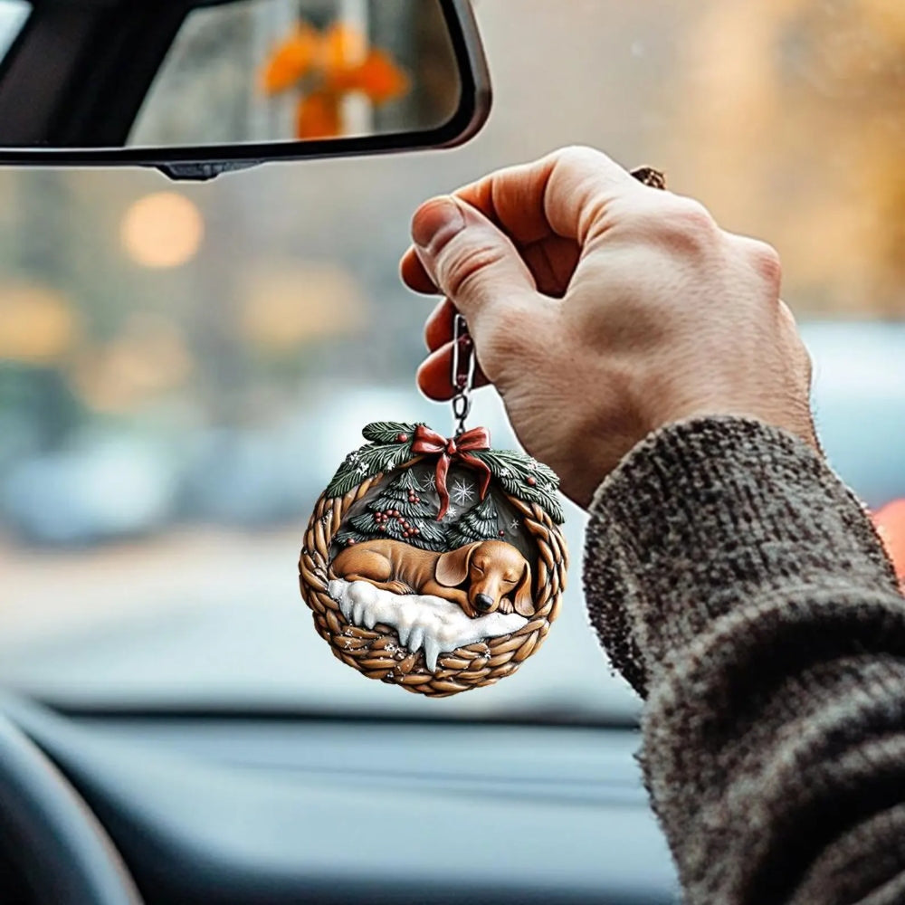 Dachshund In Mini Basket Ornament - MB020