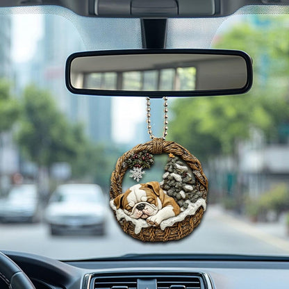 Bulldog In Mini Basket Ornament - MB021