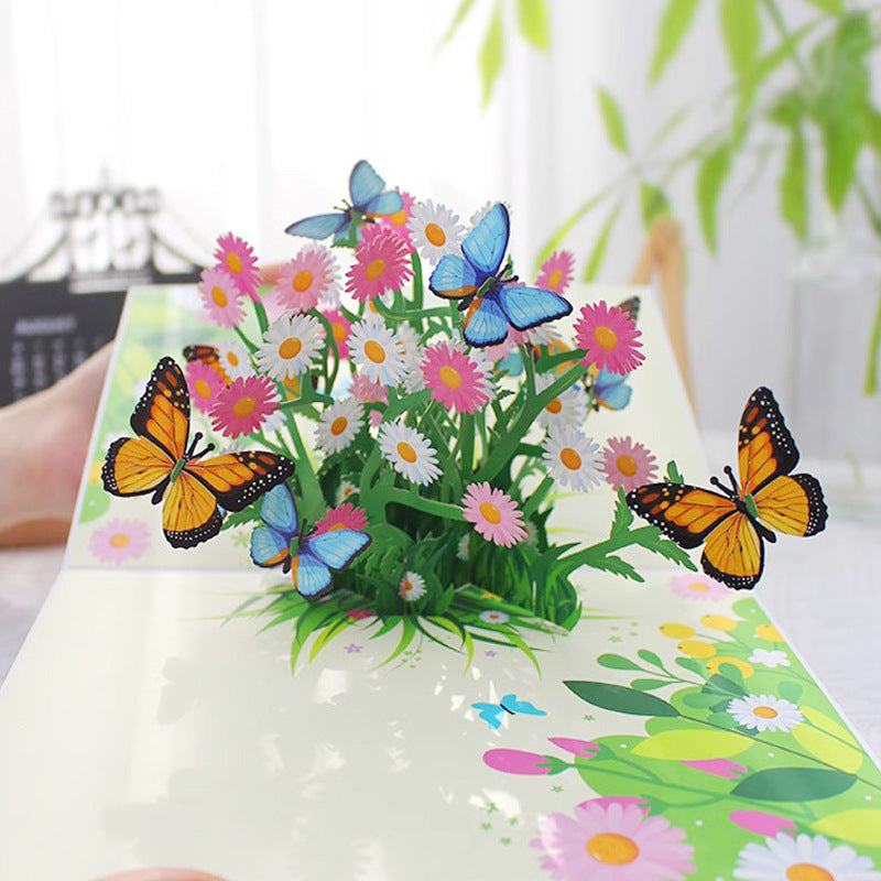 Vibrant 3D Butterfly & Daisy Pop-Up Greeting Card💐🦋