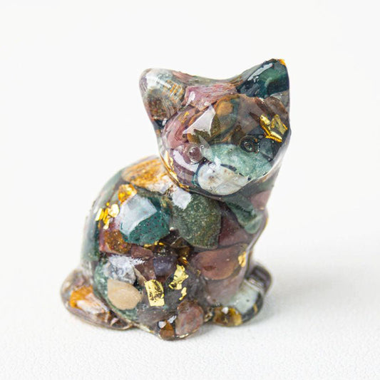Oceanic Stone - Handmade Natural Crystal Gemstone Sitting Cat