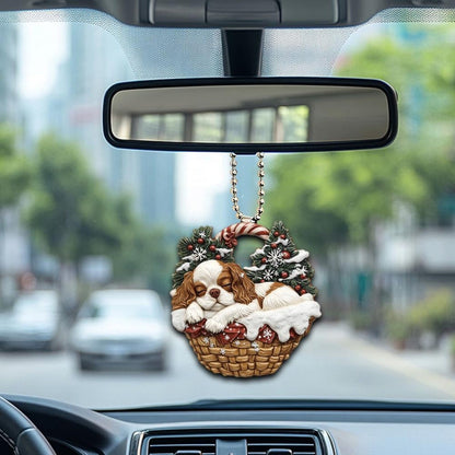 Cavalier King Charles Spaniel In Mini Basket Ornament - MB022