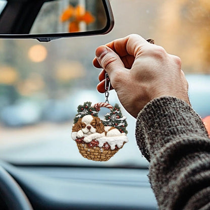 Cavalier King Charles Spaniel In Mini Basket Ornament - MB022