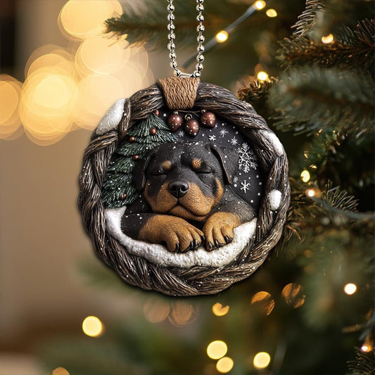 Rottweiler In Mini Basket Ornament - MB023
