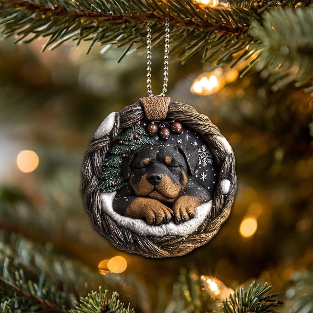 Rottweiler In Mini Basket Ornament - MB023