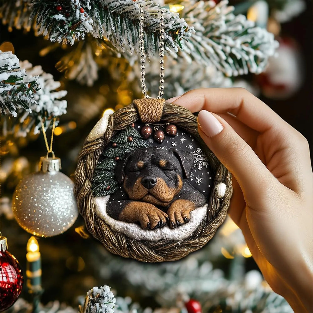 Rottweiler In Mini Basket Ornament - MB023