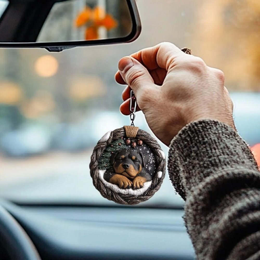 Rottweiler In Mini Basket Ornament - MB023