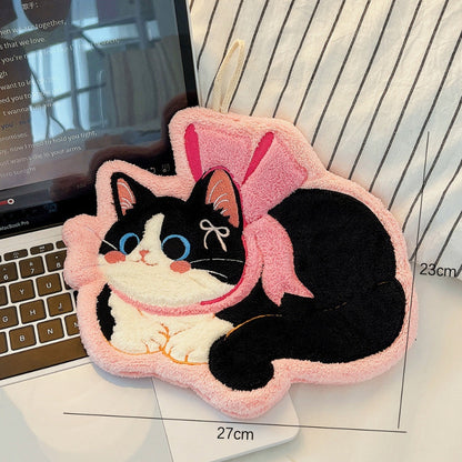 Adorable Cat Hand Towels - Pink Bow Cat