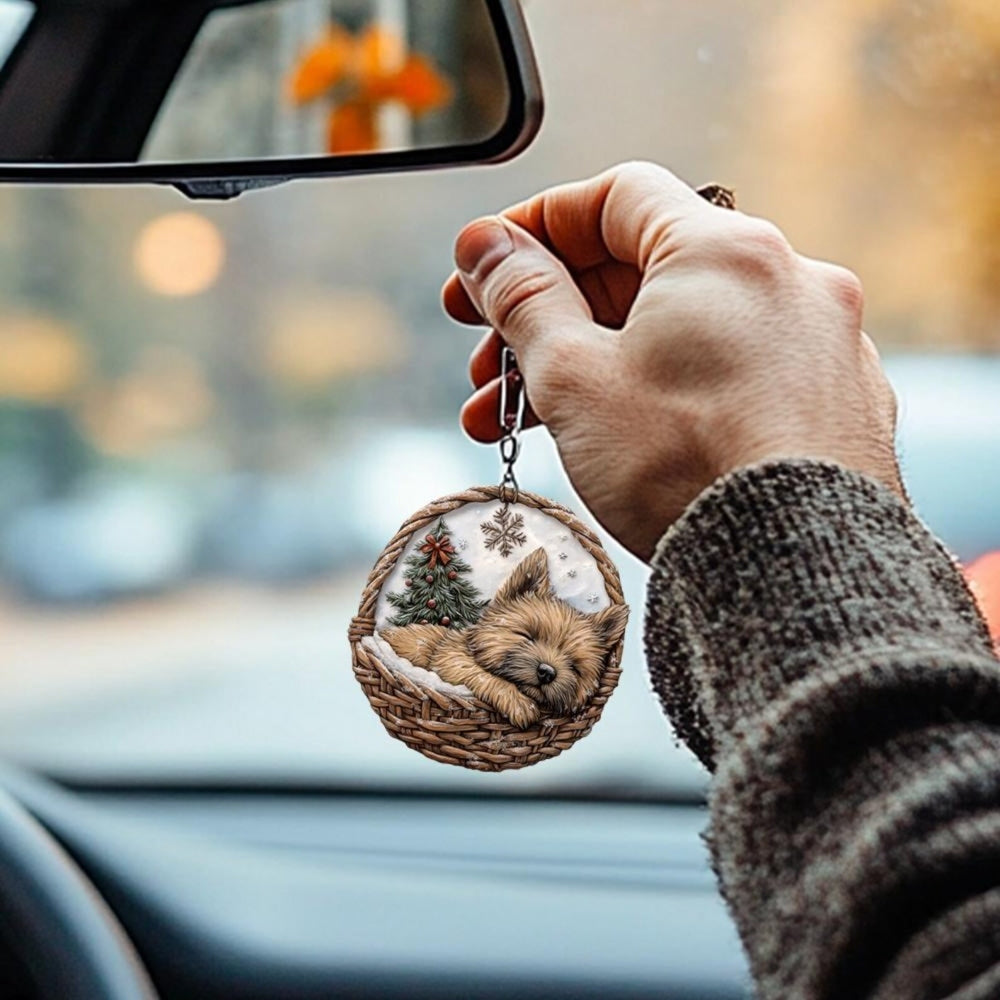 Cairn Terrier In Mini Basket Ornament - MB024