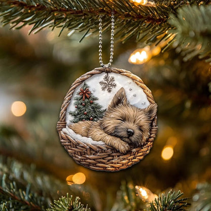 Cairn Terrier In Mini Basket Ornament - MB024