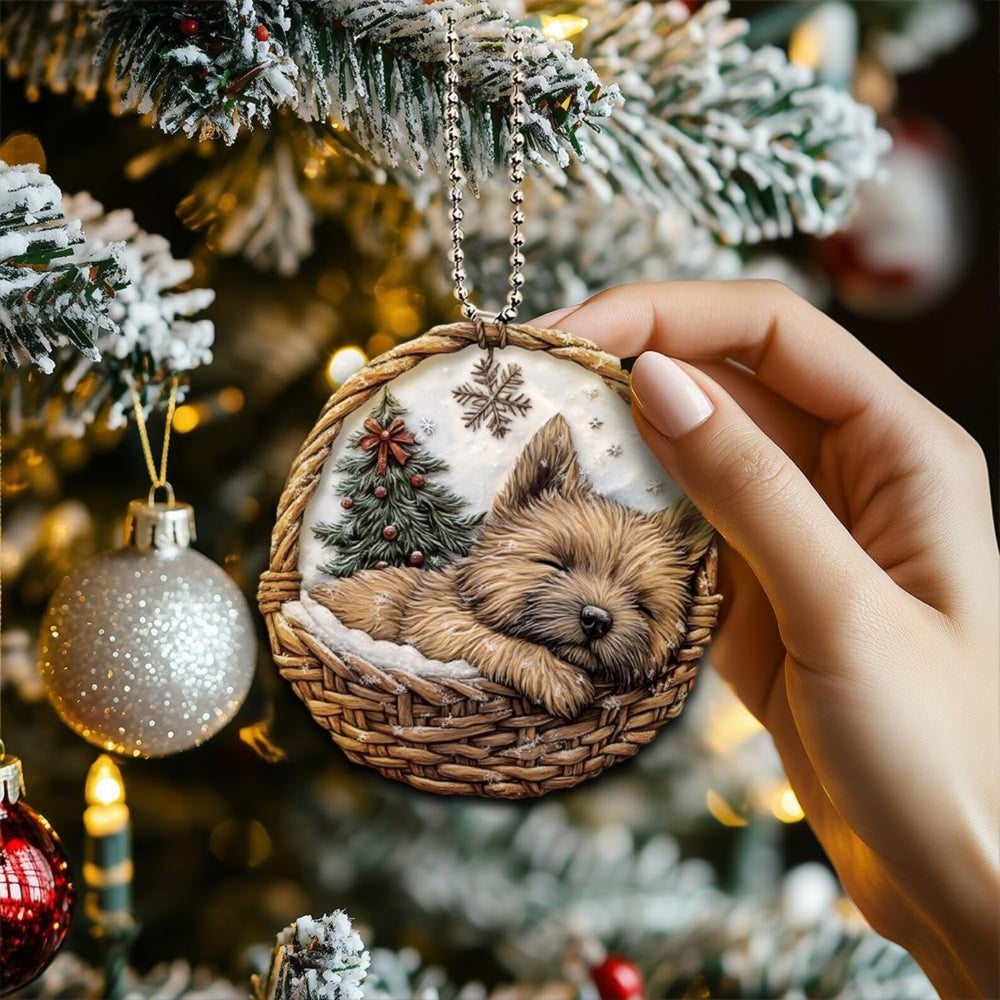 Cairn Terrier In Mini Basket Ornament - MB024