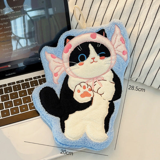 Adorable Cat Hand Towels - Blue Candy Cat