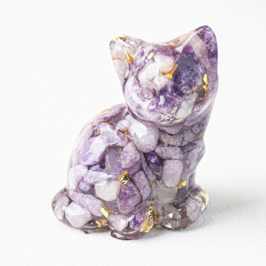 Amethyst - Handmade Natural Crystal Gemstone Sitting Cat