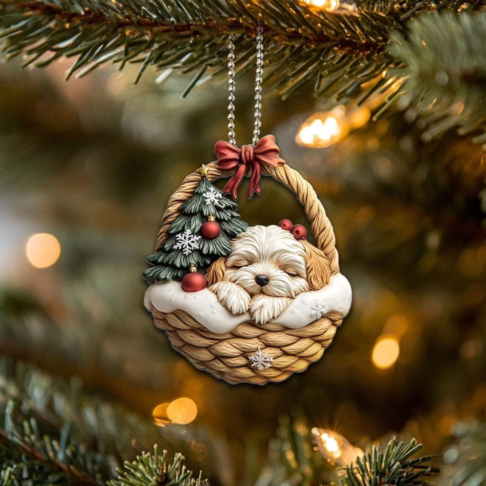 Havanese In Mini Basket Ornament - MB025