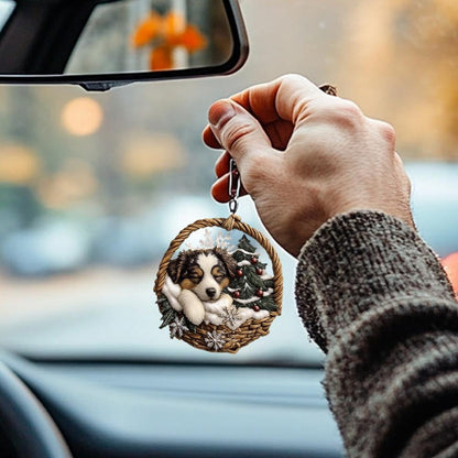 Australian Shepherd In Mini Basket Ornament - MB027