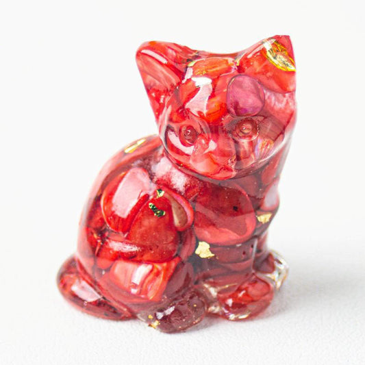 Deep Crimson - Handmade Natural Crystal Gemstone Sitting Cat