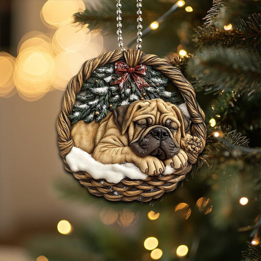 English Mastiff In Mini Basket Ornament - MB028