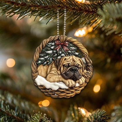 English Mastiff In Mini Basket Ornament - MB028