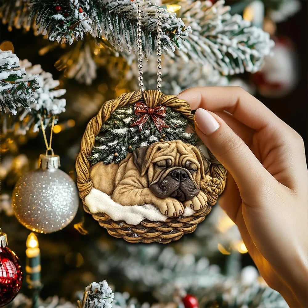 English Mastiff In Mini Basket Ornament - MB028