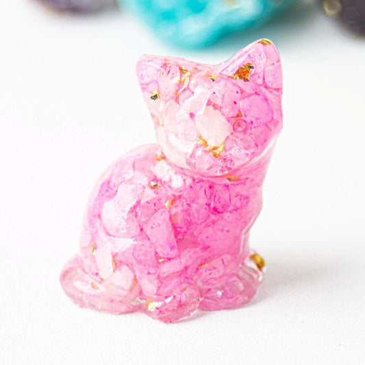 Pink Crystal - Handmade Natural Crystal Gemstone Sitting Cat