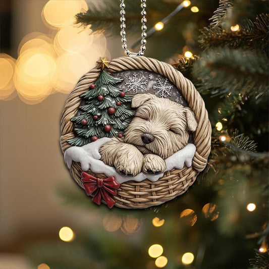 Soft coated Wheaten Terrier In Mini Basket Ornament - MB029