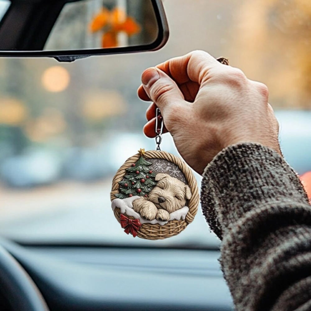 Soft coated Wheaten Terrier In Mini Basket Ornament - MB029