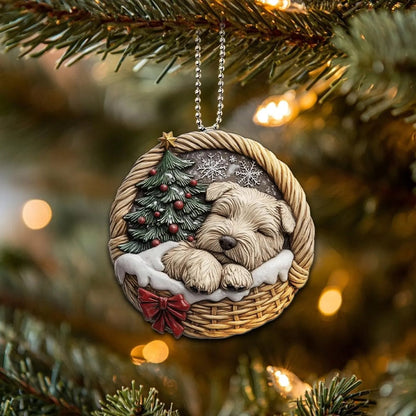 Soft coated Wheaten Terrier In Mini Basket Ornament - MB029