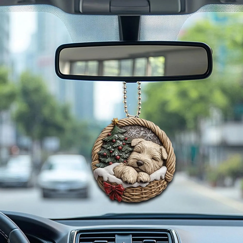 Soft coated Wheaten Terrier In Mini Basket Ornament - MB029