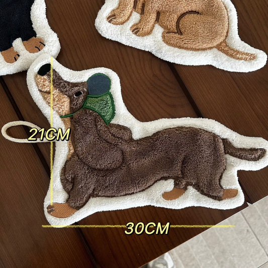 Adorable Dog Hand Towels - Coffee Dachshund
