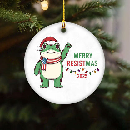 Merry Resistmas Portland Frog Printed Acrylic Decorative Ornament