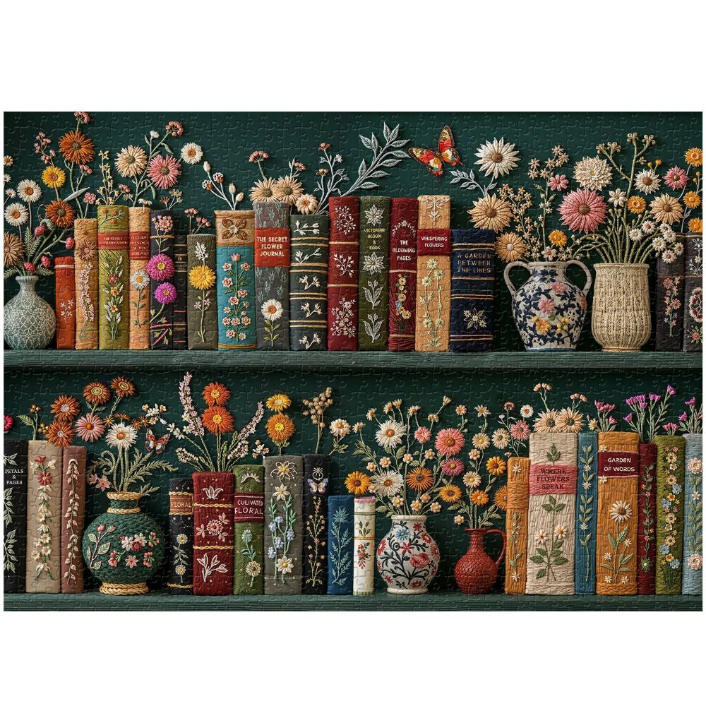 Blooming Bookshelf Jigsaw Wooden Puzzle 1000 Pieces