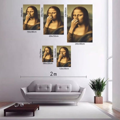Piece Mimics Mona Lisa Bathroom Wall - Humor Gallery Wrapped Canvas Prints