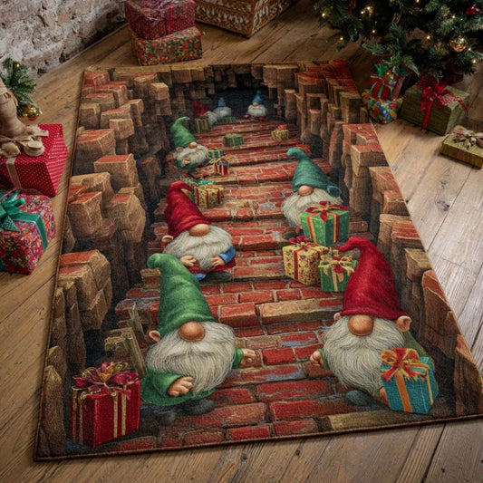 The Christmas Portal - 3D Illusion Area Rug - Gift Tunnel Gnomes