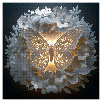 Butterfly Among Flowers Jigsaw Wooden Puzzle 1000 Pieces