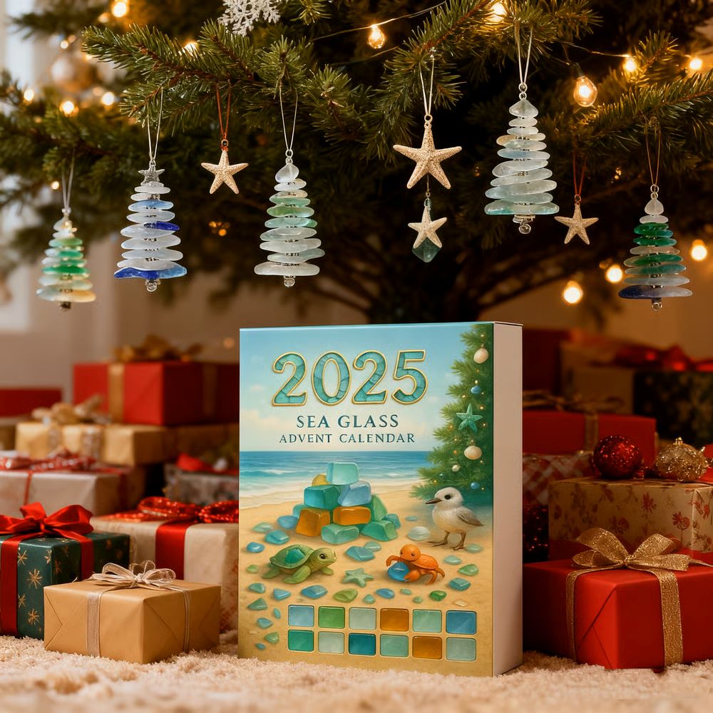Sea Glass Christmas Tree Advent Calendar - 2D Acrylic Christmas Tree Countdown Calendar