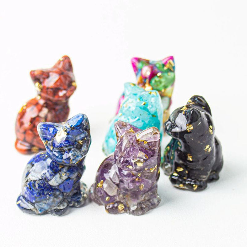 Handmade Natural Crystal Gemstone Sitting Cat
