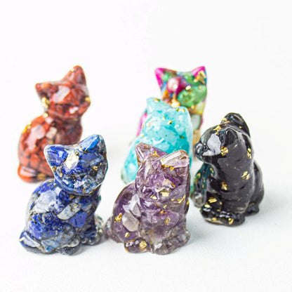 Handmade Natural Crystal Gemstone Sitting Cat