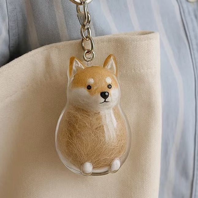 Dog Hair Collector Keychain Charm Memorial Storage Box