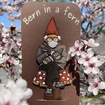 Bern in a fern 🍄 Grumpy Bernie Gnome Plant - Garden Wood Stake